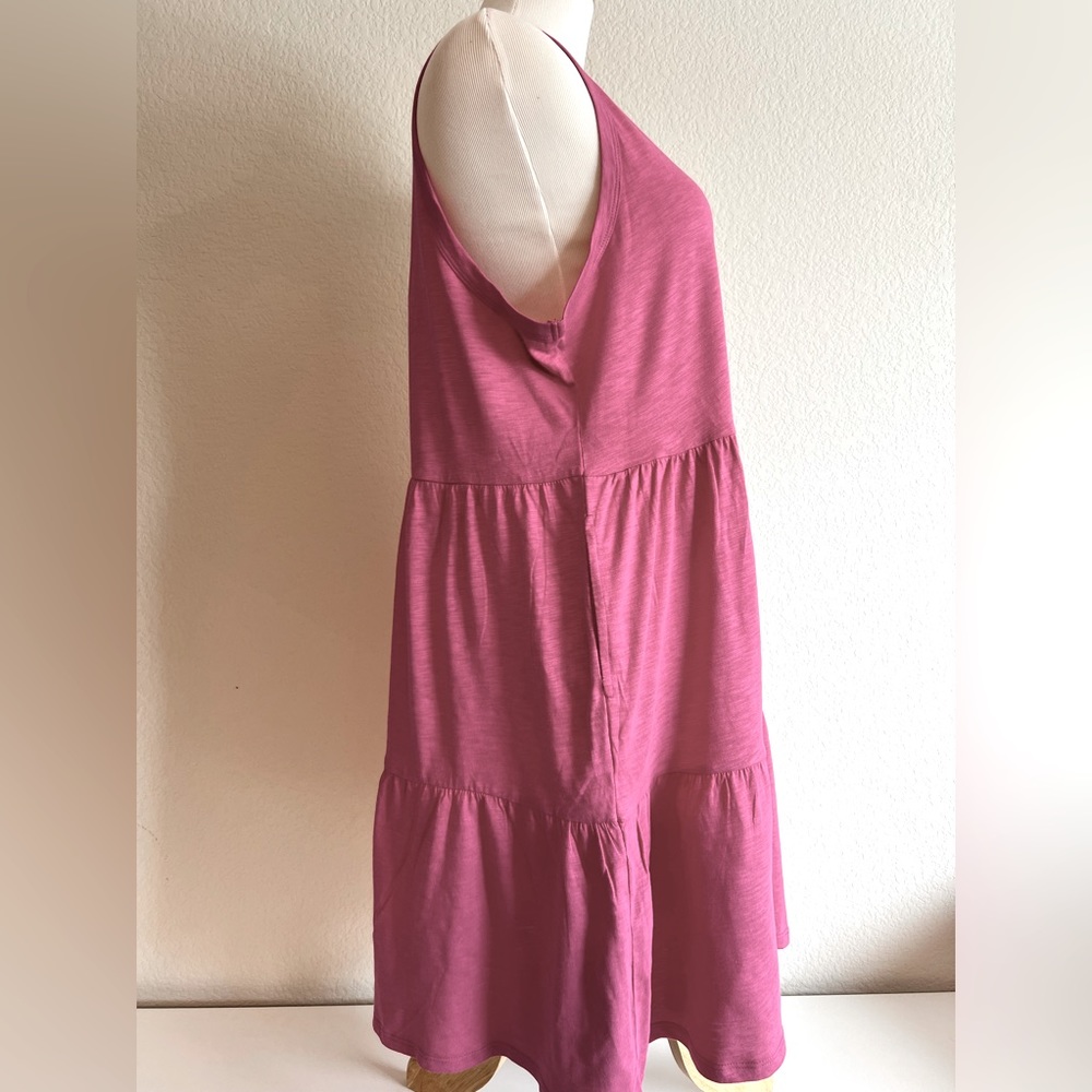 GAP Sleeveless Tiered Midi Dress in Dusty Rose - Picture 3 of 3